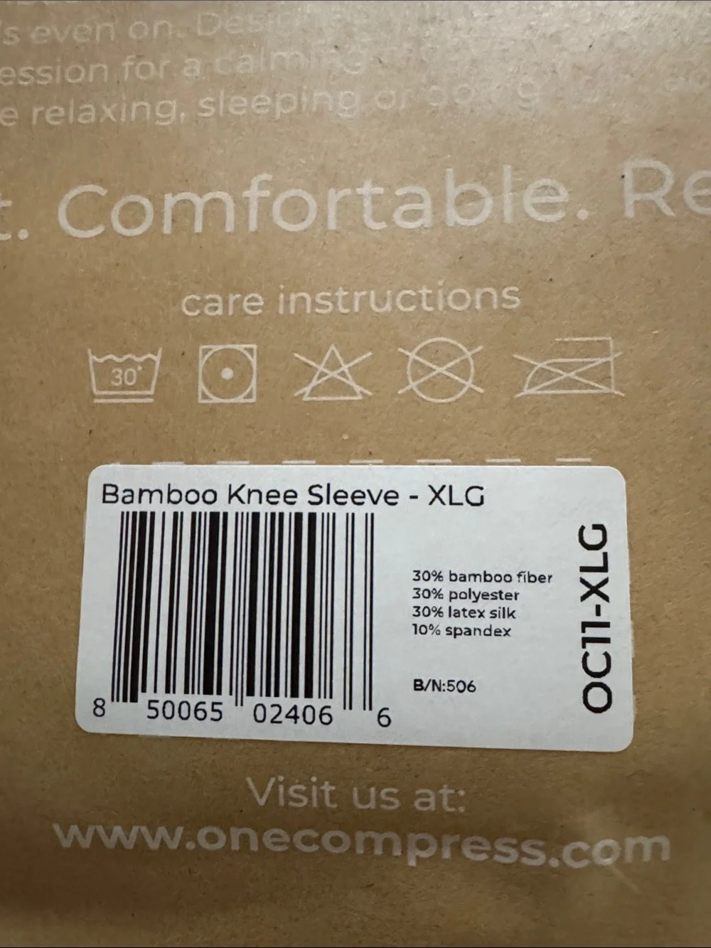 Onecompress Premium Natural Healing Bamboo Knee Sleeve NWT Size XL - Bundle of 2